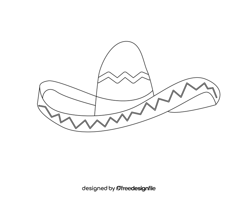 Mexican hat black and white clipart