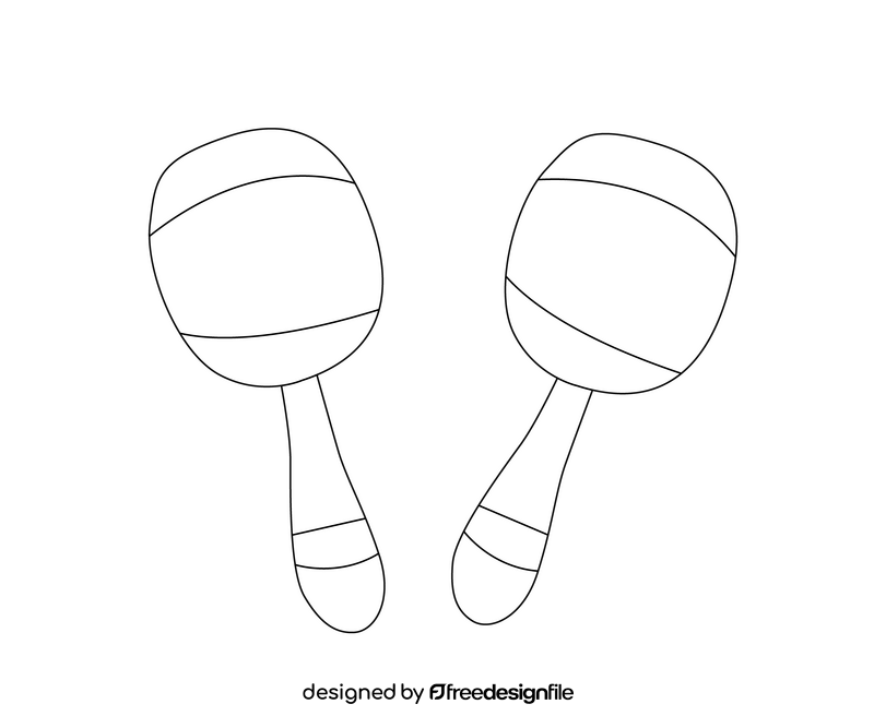 Cartoon Mexican maracas black and white clipart