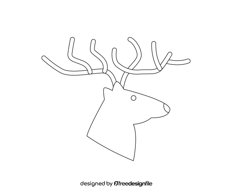 Deer head illustration black and white clipart