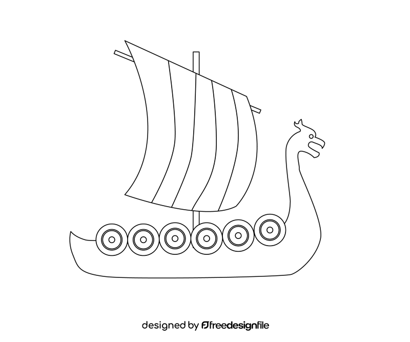 Norway viking ship black and white clipart