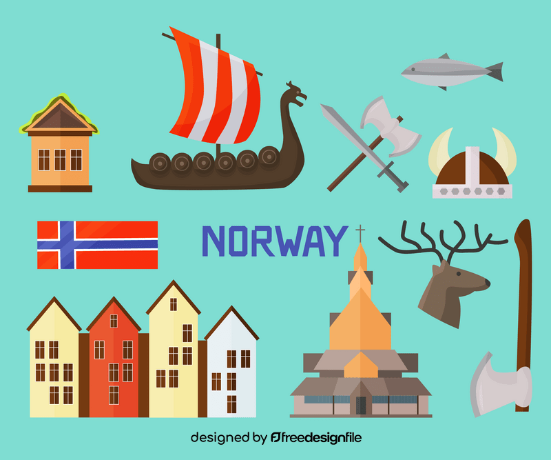 Norway, Norwegian symbols vector