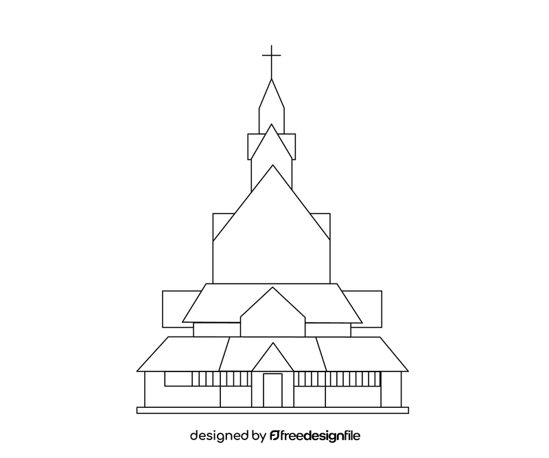 Norwegian temple black and white clipart