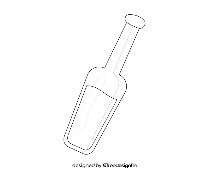 Bottle of Spanish wine black and white clipart