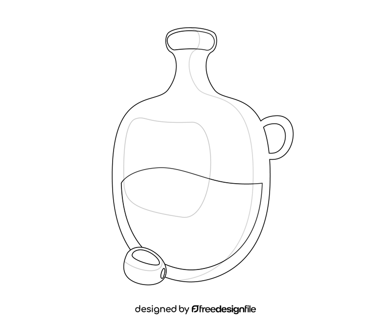 Bottle of olive oil black and white clipart