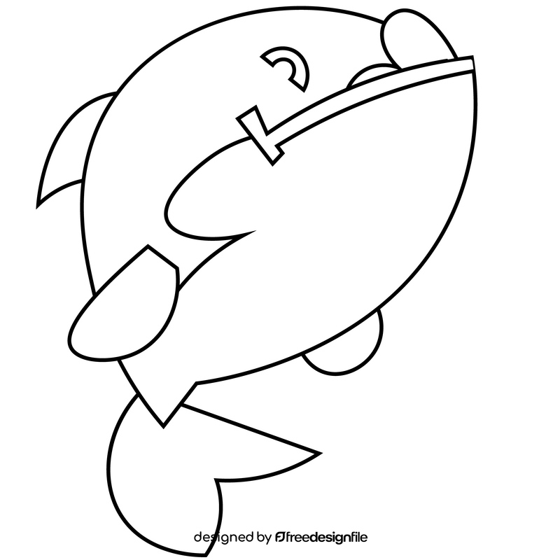 Cartoon piranha happy drawing black and white clipart