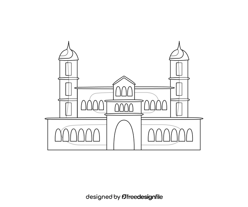 Spanish church drawing black and white clipart