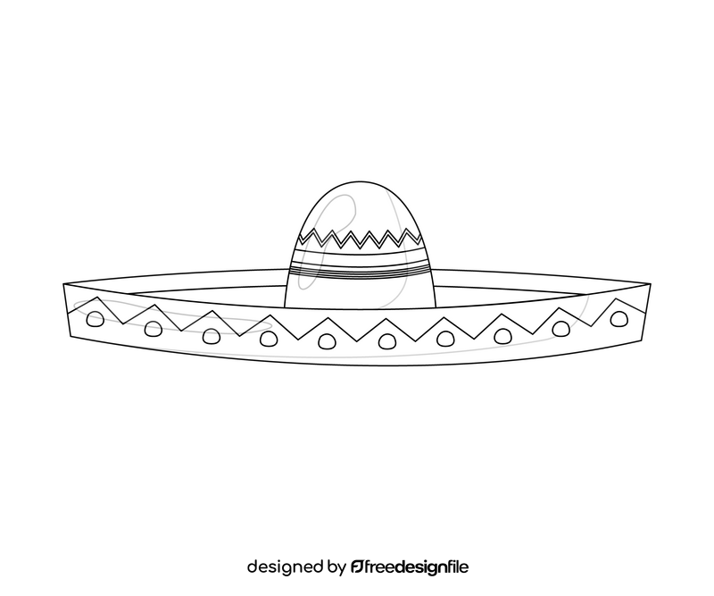 Spanish sombrero hat black and white clipart