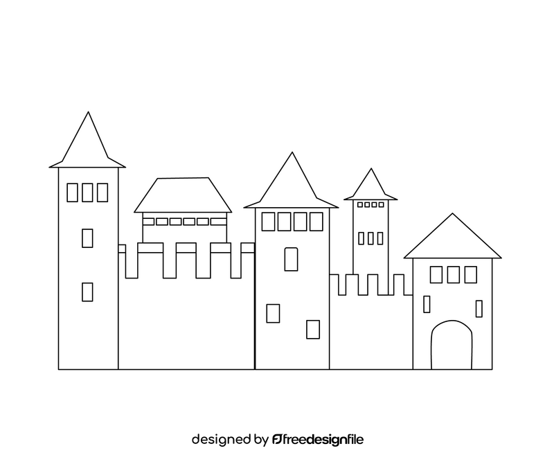 Ukrainian castles black and white clipart