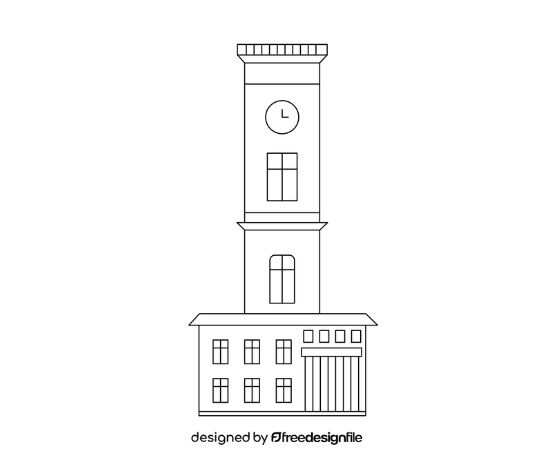 Lviv Town Hall, Ukraine black and white clipart