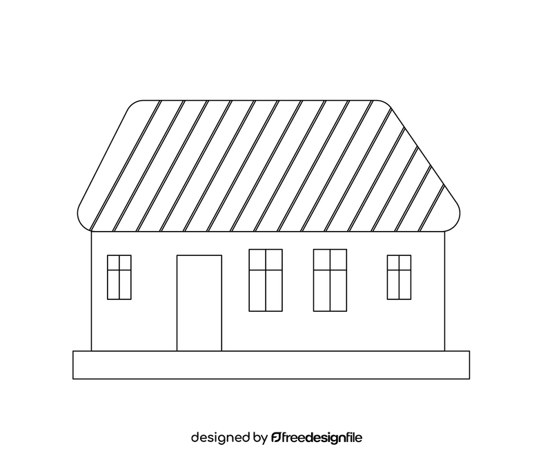 Ukraine house drawing black and white clipart