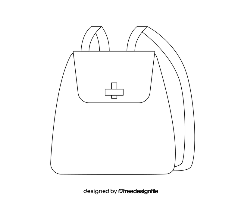 Girls backpack black and white clipart