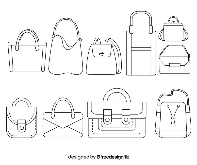 Handbags, bags for girls black and white vector