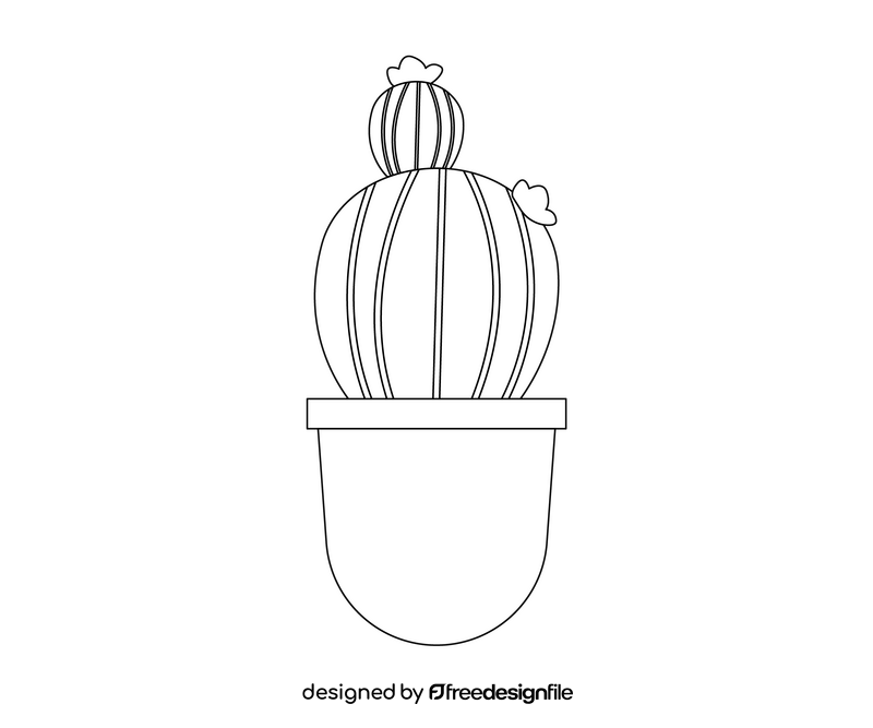 Cactus drawing black and white clipart