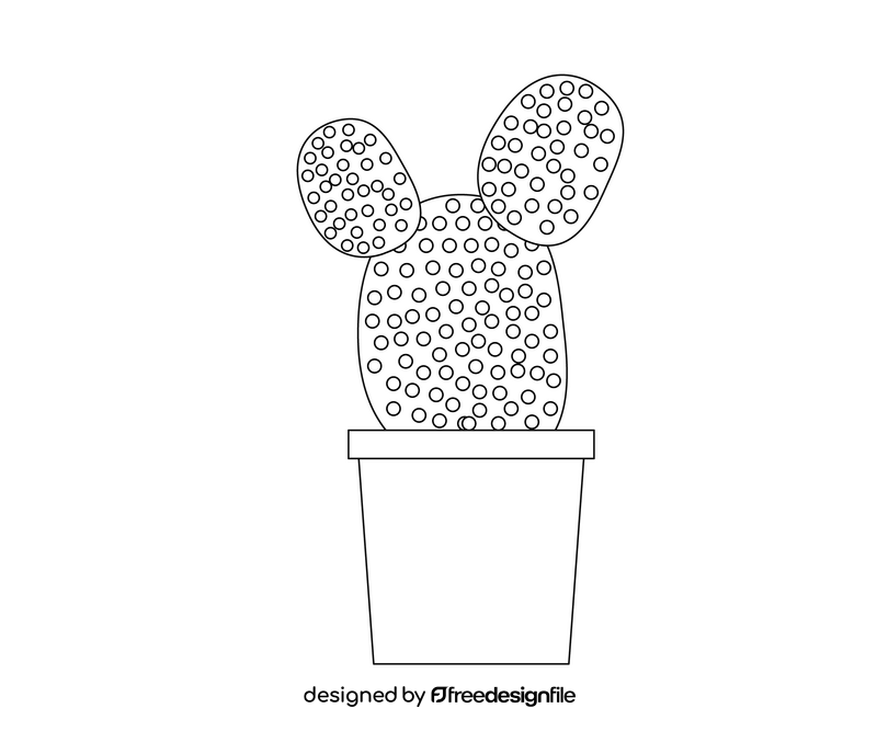 Cartoon cactus black and white clipart