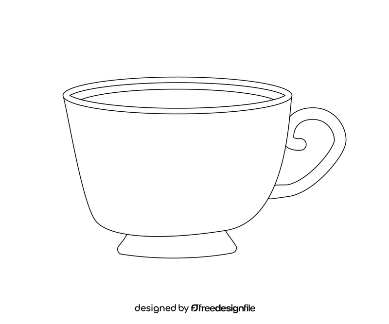 Cup of coffee black and white clipart