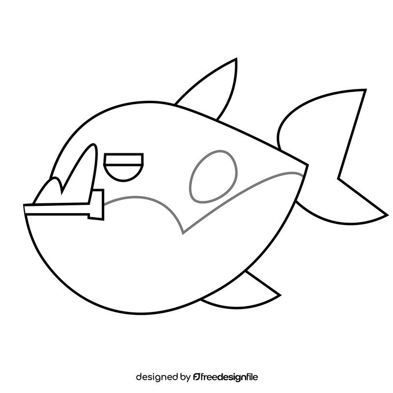 Piranha fish black and white clipart