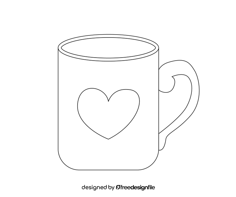 Valentine's Day mug with heart black and white clipart