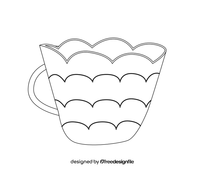 Cartoon cup black and white clipart