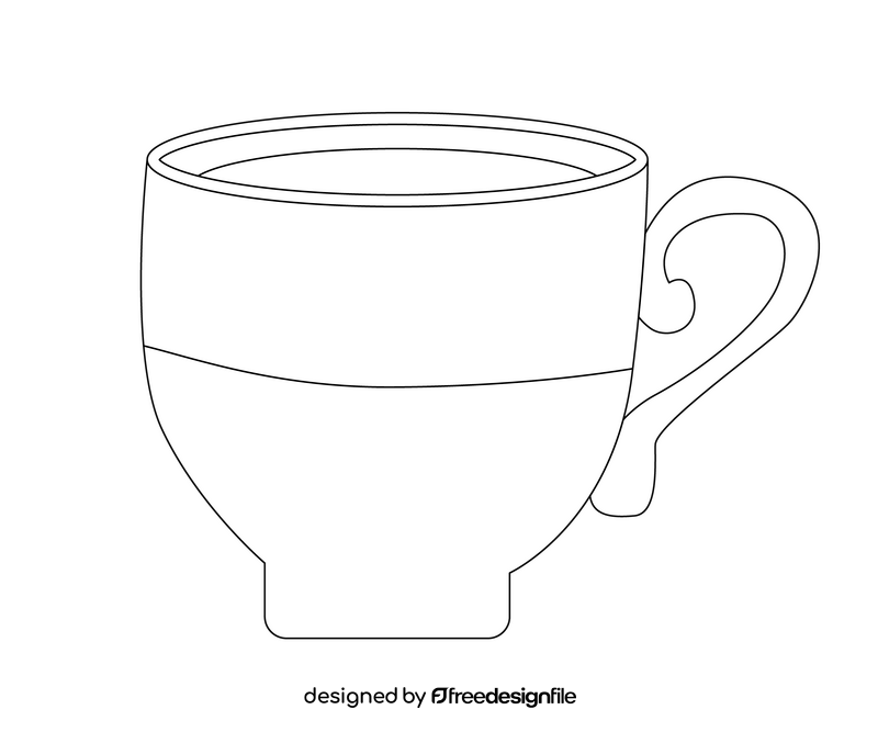 Cup of coffee drawing black and white clipart