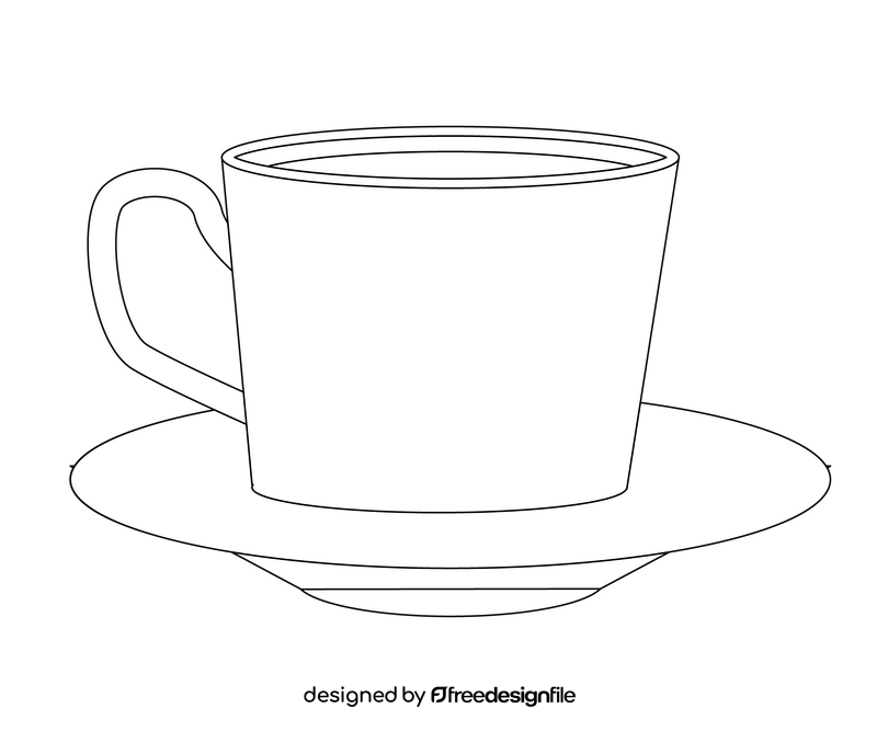 Free cup on plate black and white clipart