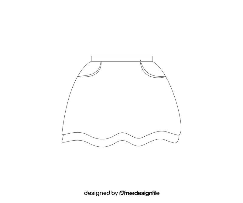 Skirt drawing black and white clipart