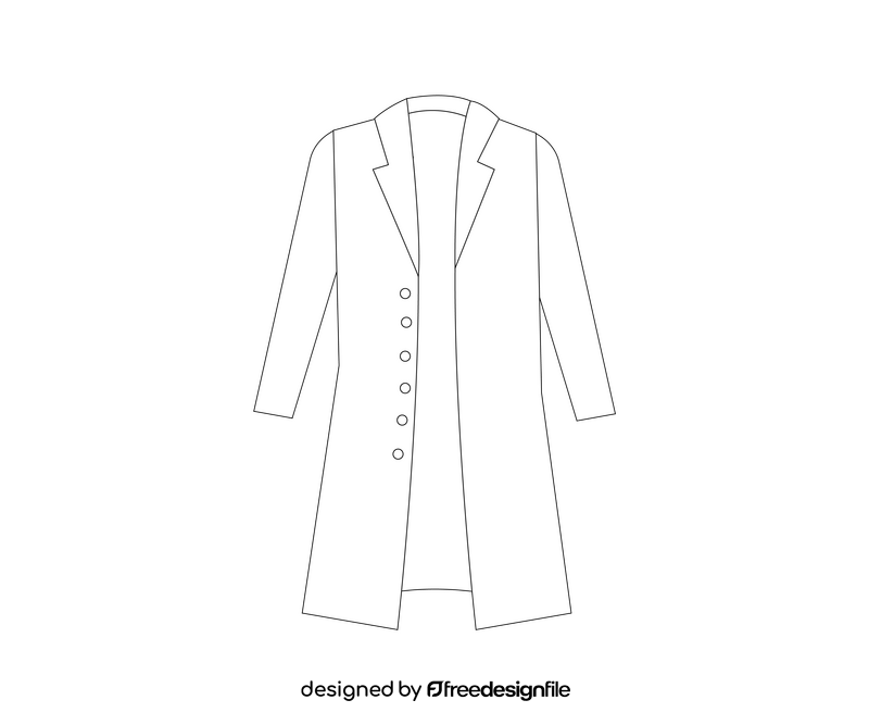 Trench coat women outfit black and white clipart