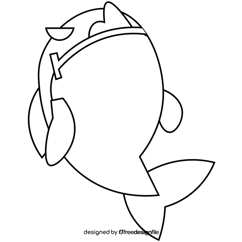 Piranha cartoon drawing black and white clipart