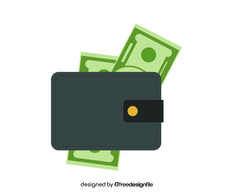 Cartoon wallet with money clipart