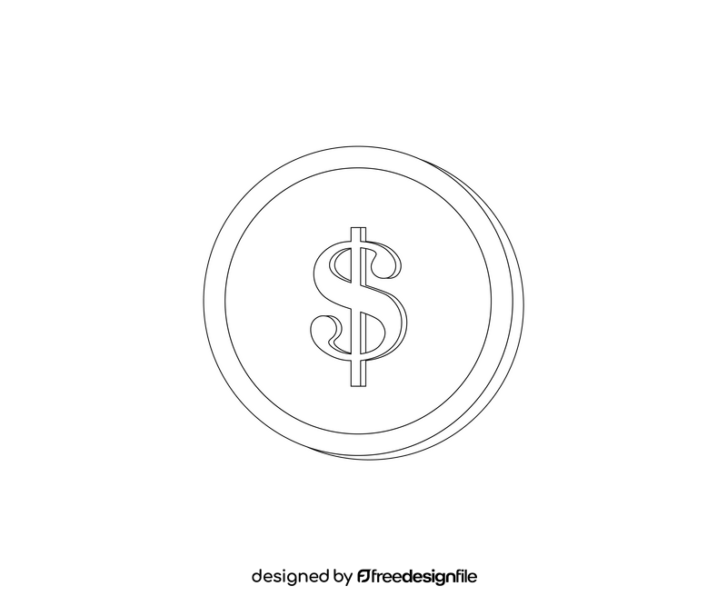 Dollar coin black and white clipart