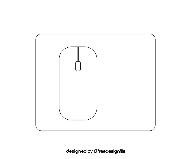 Computer mouse on pad black and white clipart
