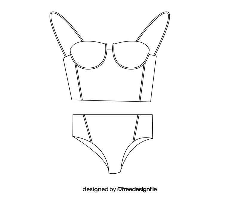 Women swimsuit black and white clipart