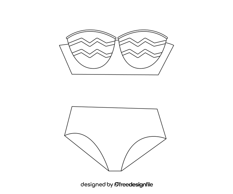 Girls swimsuit black and white clipart