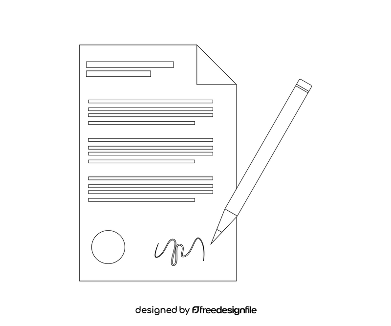 Signing contract black and white clipart