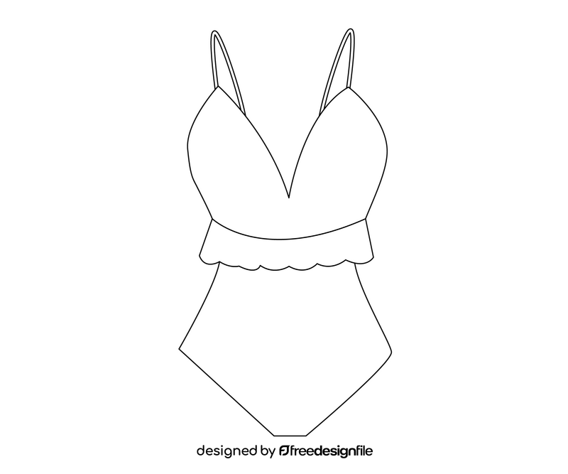 Women swimming suit black and white clipart