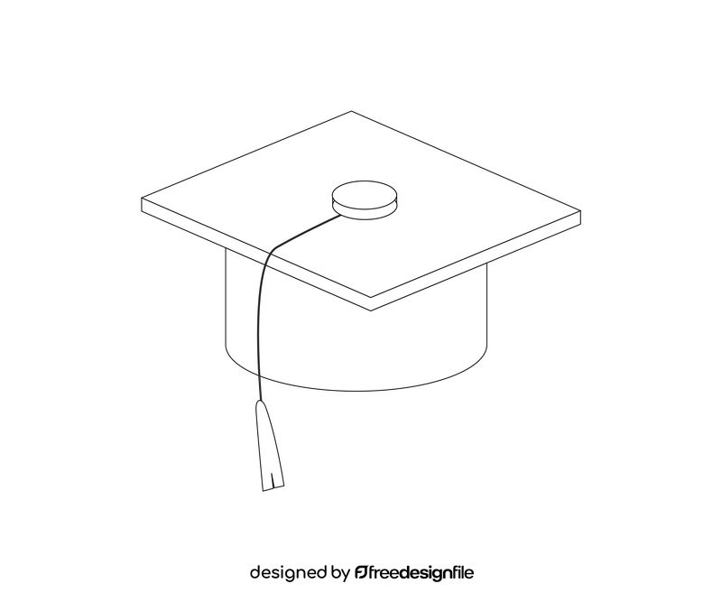 Graduation cap illustration black and white clipart