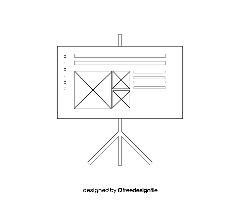 Presentation board with charts black and white clipart