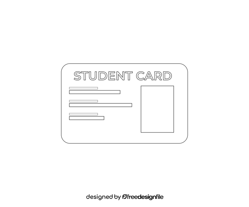 Free student card black and white clipart