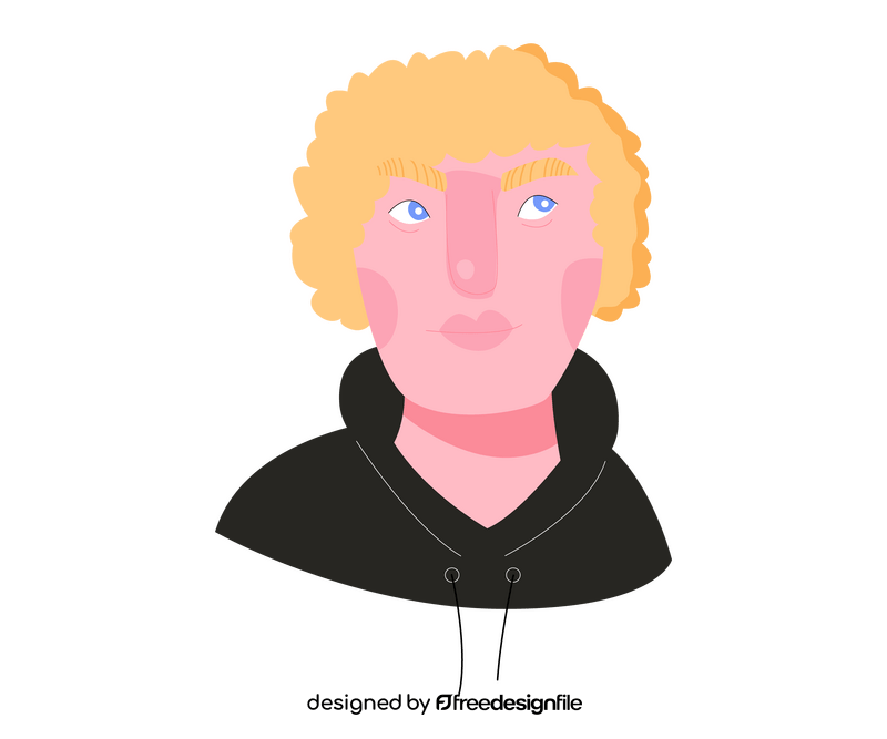 Curly blond guy in hoodie portrait clipart
