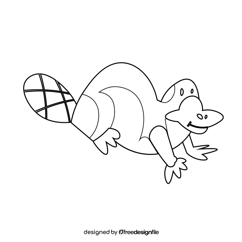 Platypus funny black and white clipart