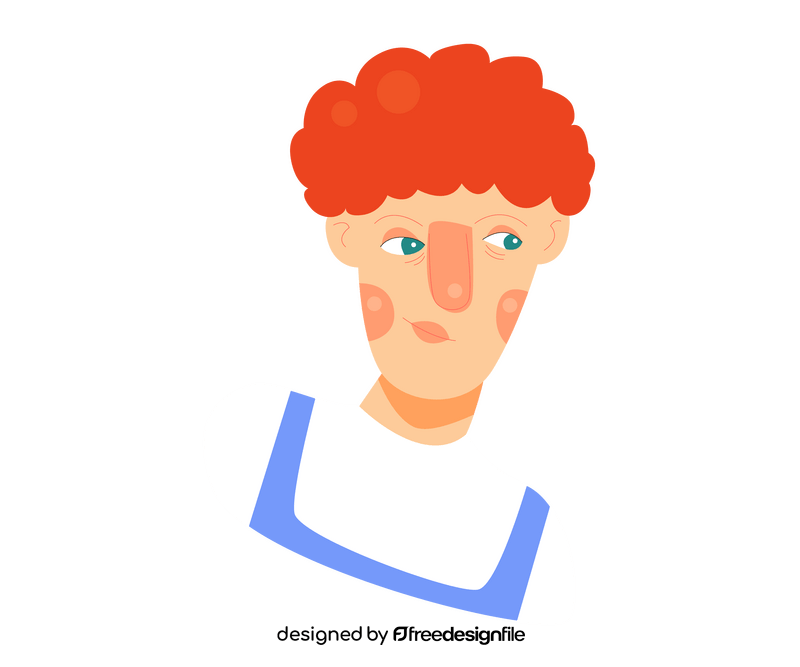 Cartoon redhead man in overalls portrait clipart