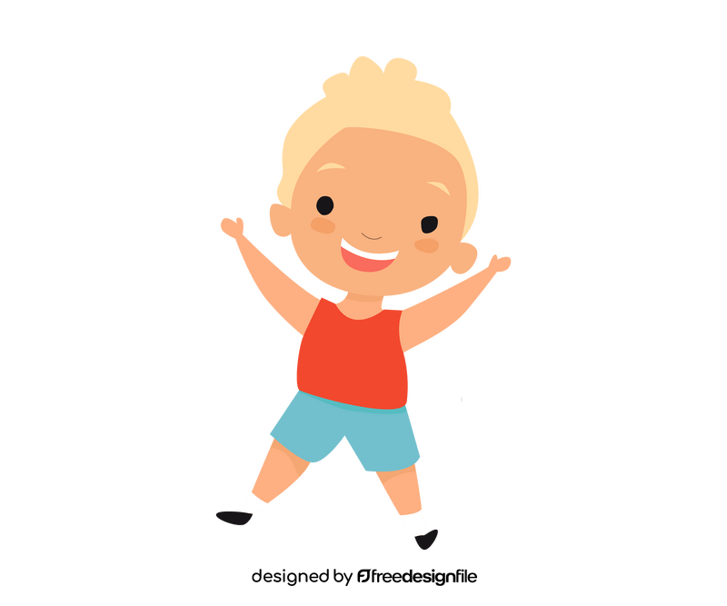 Blond baby boy jumping clipart