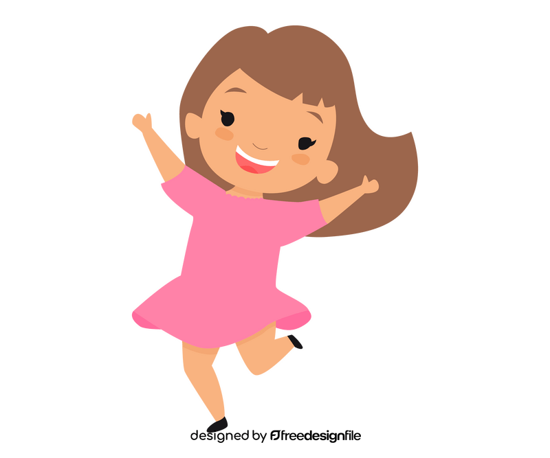 Cartoon girl in pink dress illustration clipart