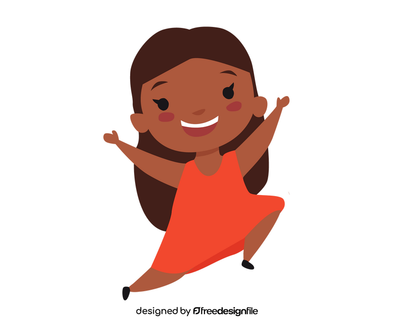 Smiling cute long haired black girl clipart