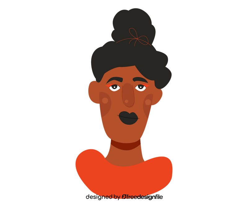 Afro American cartoon girl with dark hair clipart