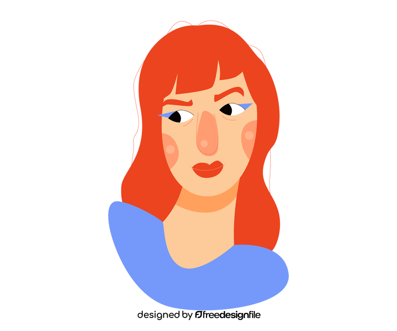 Girl with long red hair illustration clipart