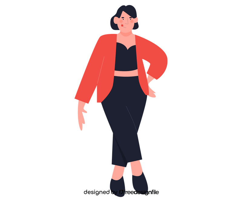 Cartoon girl in red jacket standing clipart