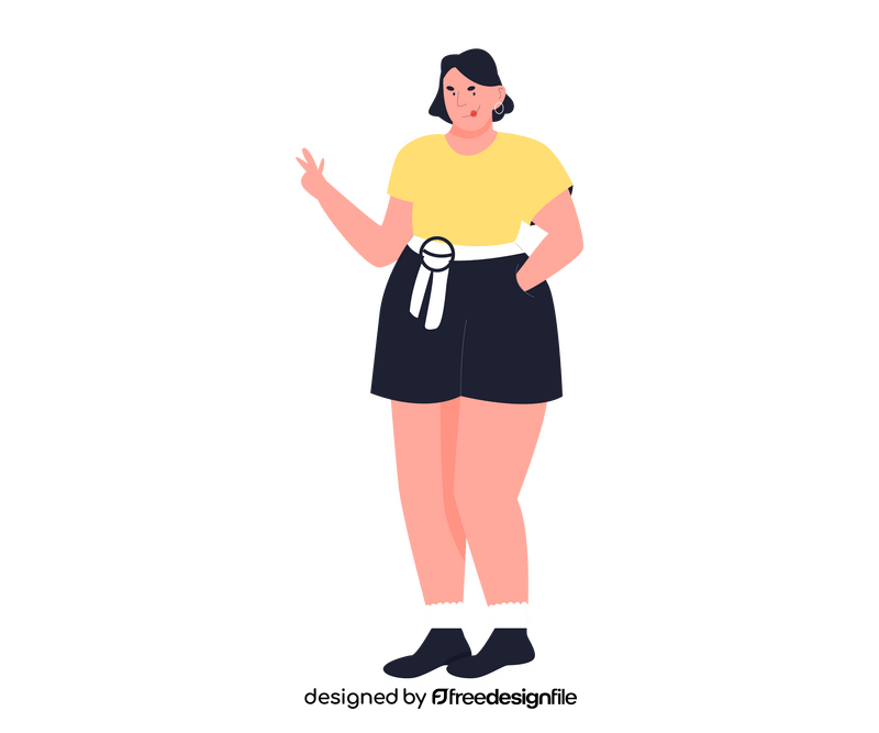 Cartoon chubby girl standing clipart