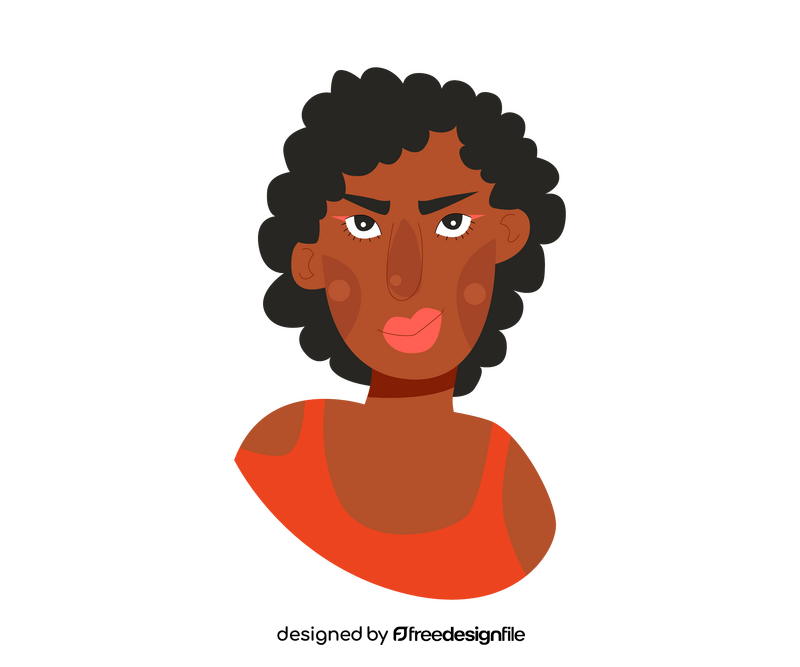 Afro American curly girl portrait clipart