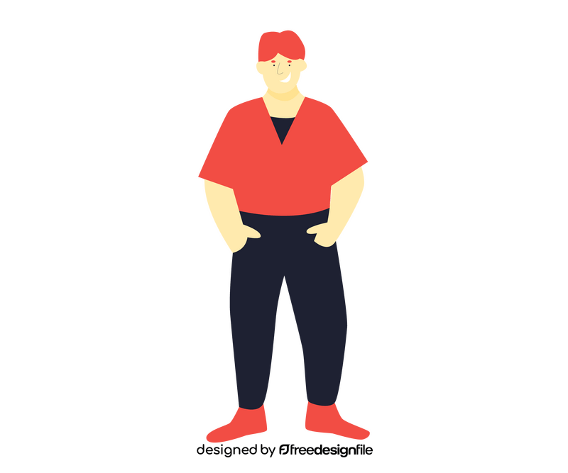 Man in red T shirt clipart
