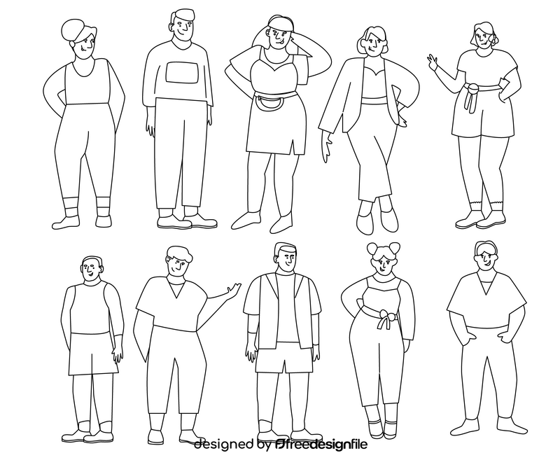 People standing black and white vector